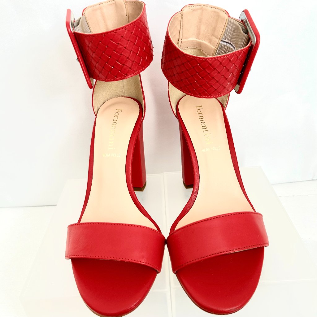 New! Formentini Red Leather Sandals Made In Italy